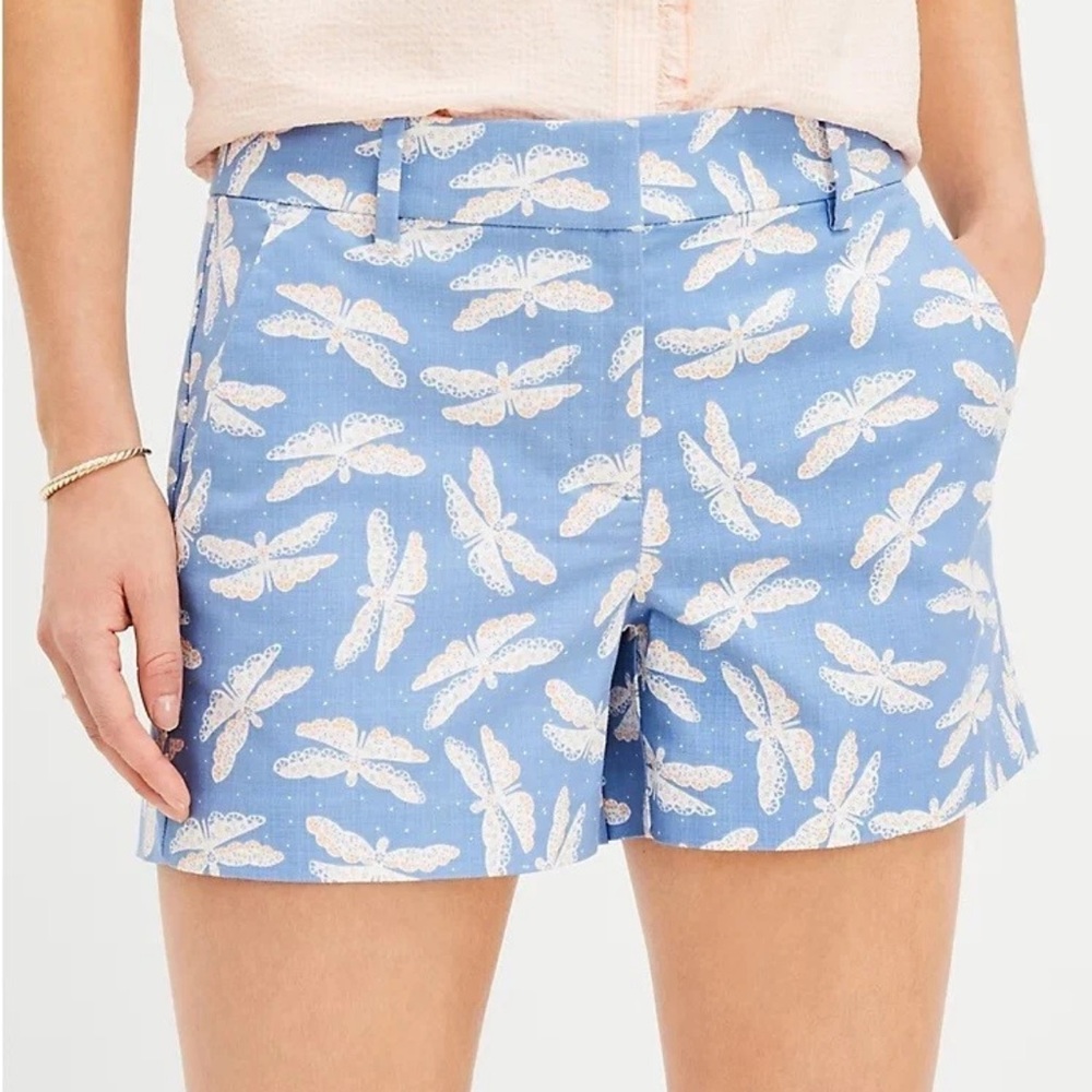 LOFT Ann Taylor Blue Butterfly Print Women Riviera  Shorts NWT